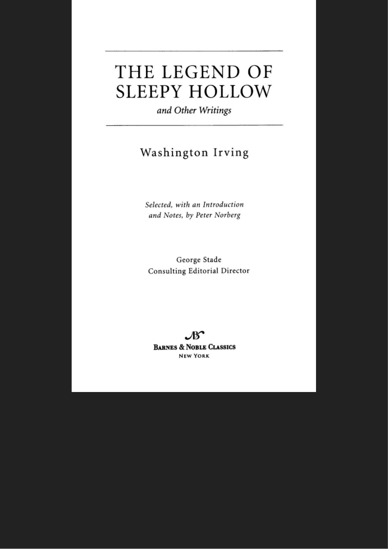 Legend of Sleepy Hollow and Other Writings (Barnes & Noble Classics Series)