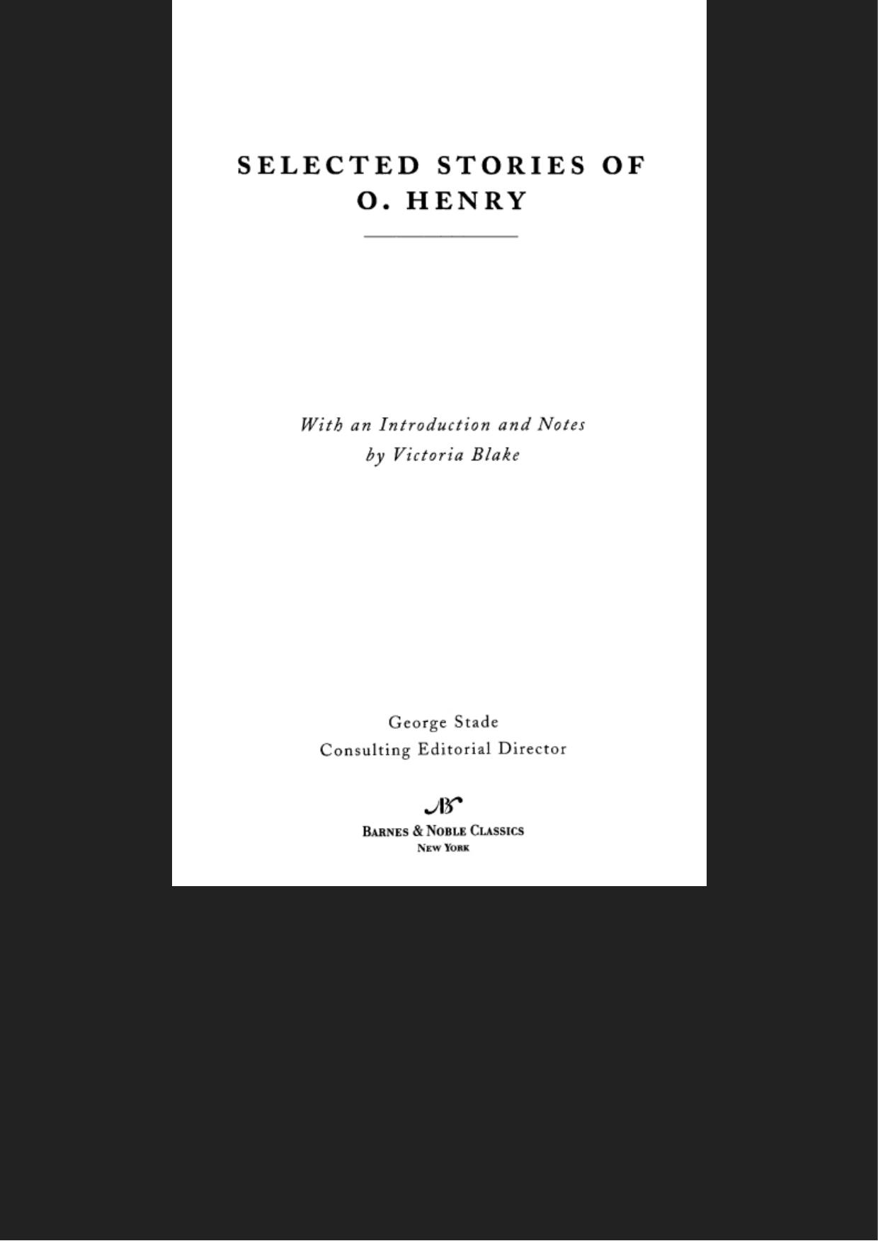 Selected stories of O. Henry