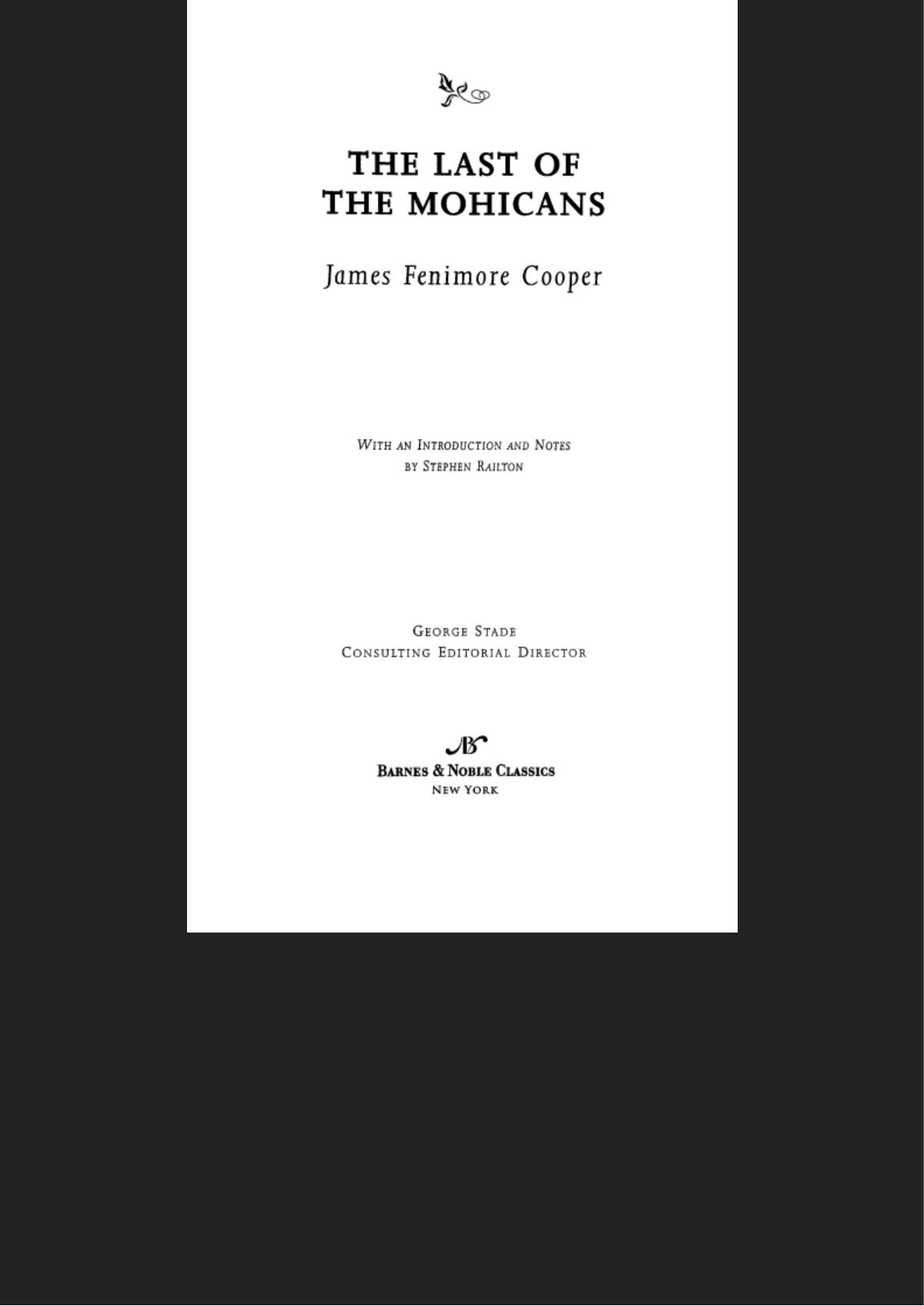 Last of the Mohicans (Barnes & Noble Classics Series)